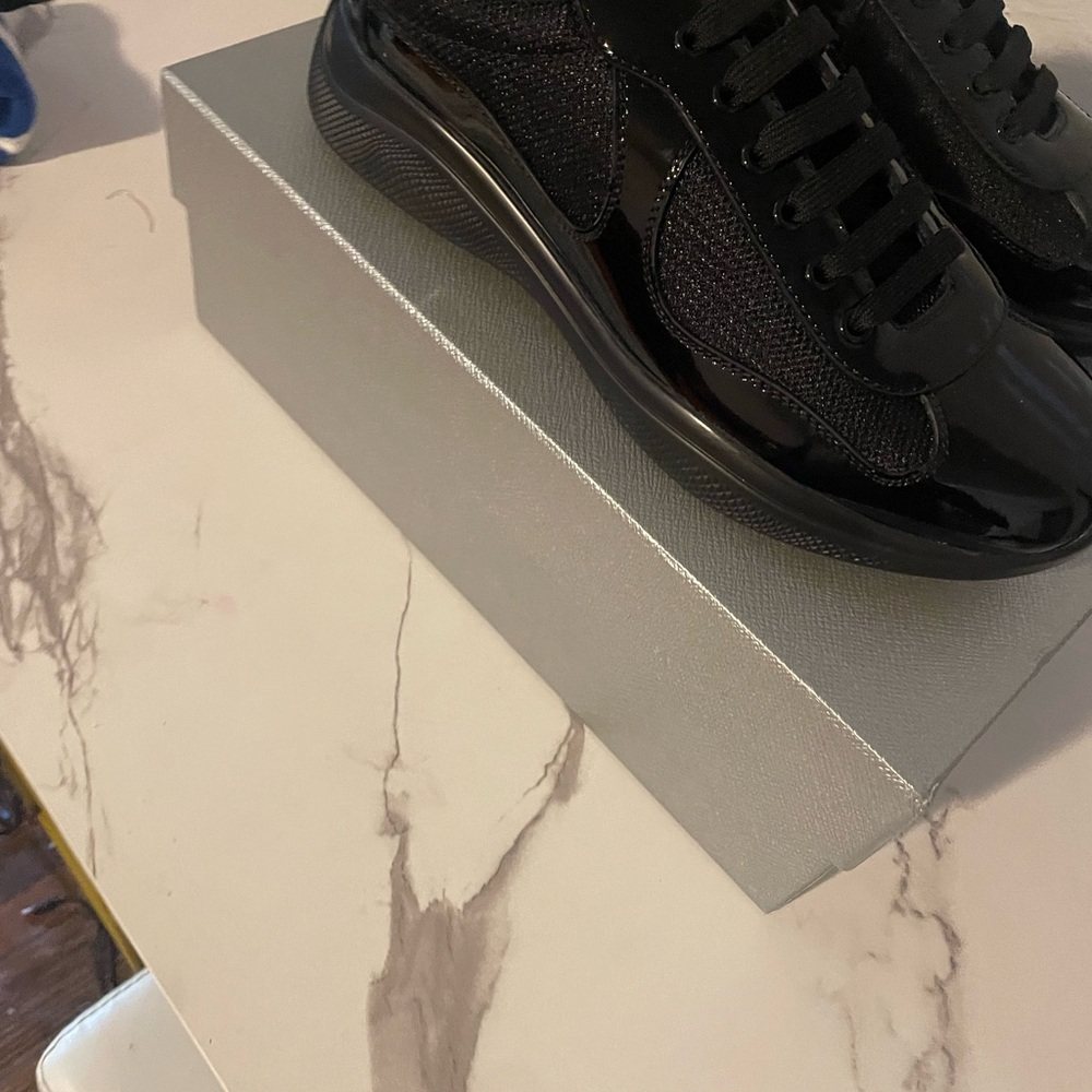 Prada Black Sneakers Glossy Low-Top Style